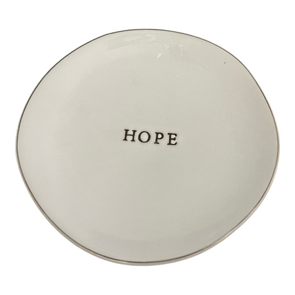 Hearth & Hand Magnolia HOPE Plate Stoneware Trinket Dish 7” White Minimalist